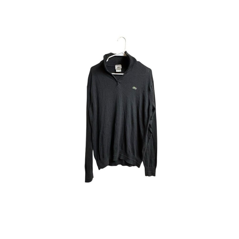 Lacoste Mens 1/4 Zip Sweater Black Cotton Cashmere Blend Size 5 Large